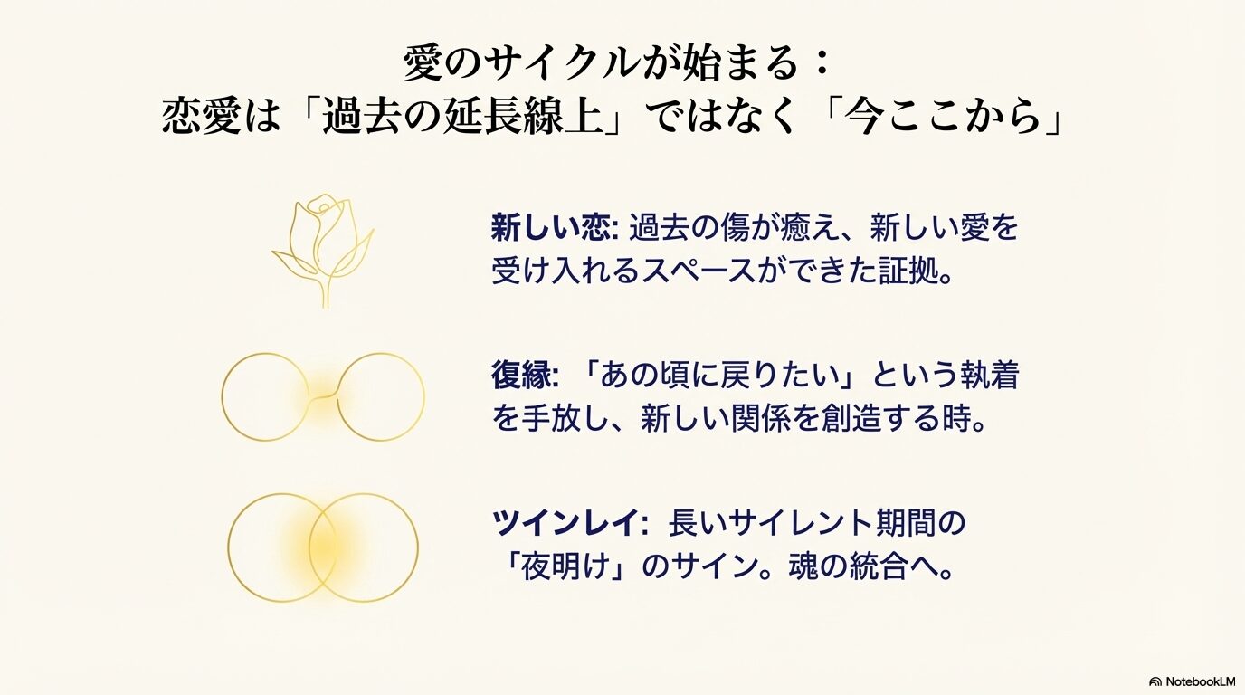 エンジェルナンバー000が告げる愛のサイクル。新しい恋の始まり、復縁における執着の手放し、ツインレイのサイレント期間終了と統合の前兆についてのまとめ。