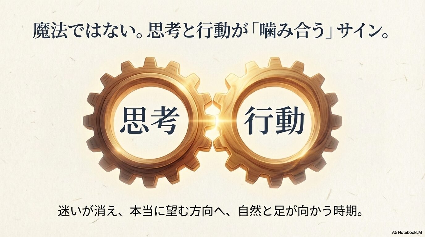 エンジェルナンバー1122は魔法ではなく思考と行動が噛み合うサインだと示すスライド