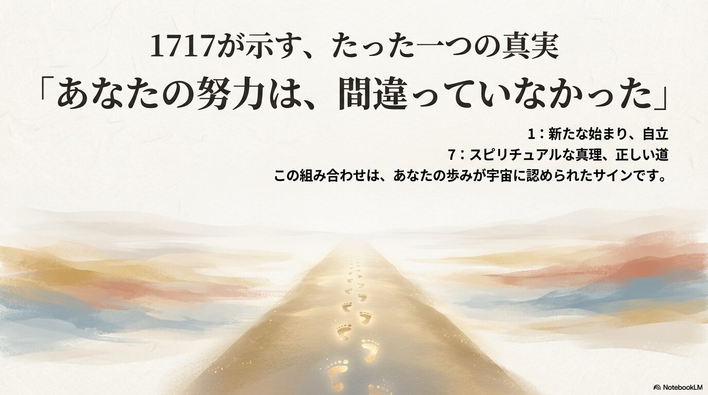 エンジェルナンバー1717の意味：努力が正当に評価され、宇宙に認められたサイン