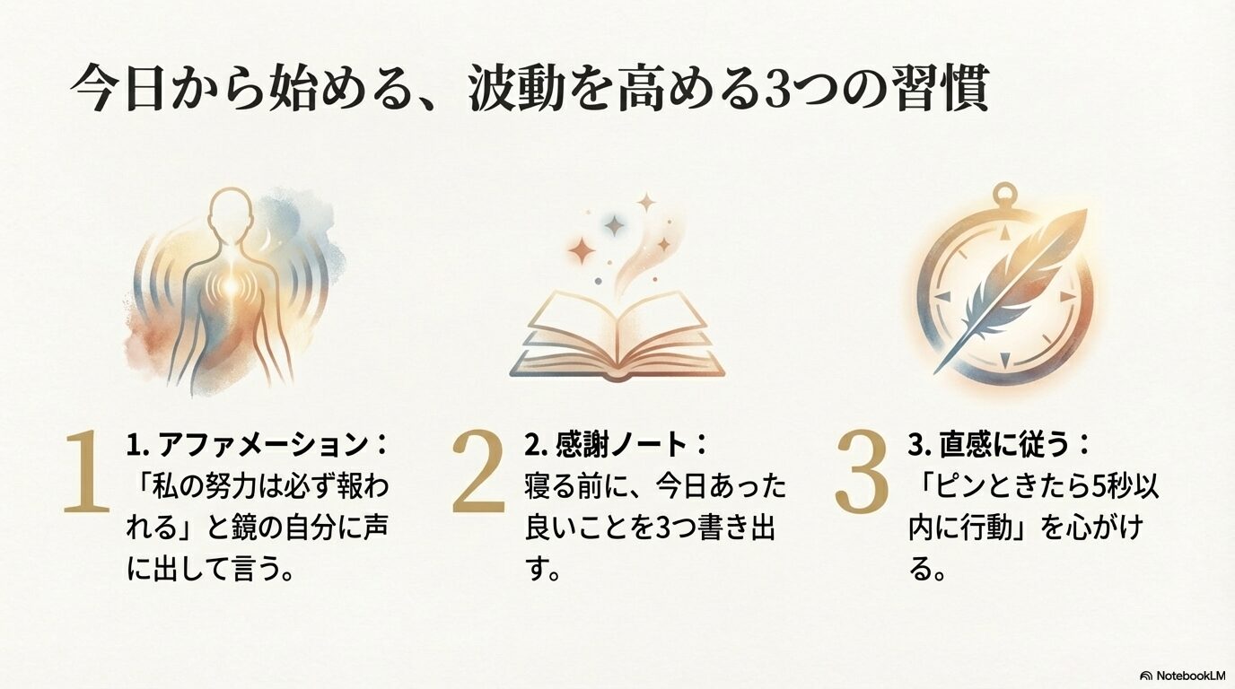 波動を高める3つの習慣：アファメーション・感謝ノート・直感に従う行動