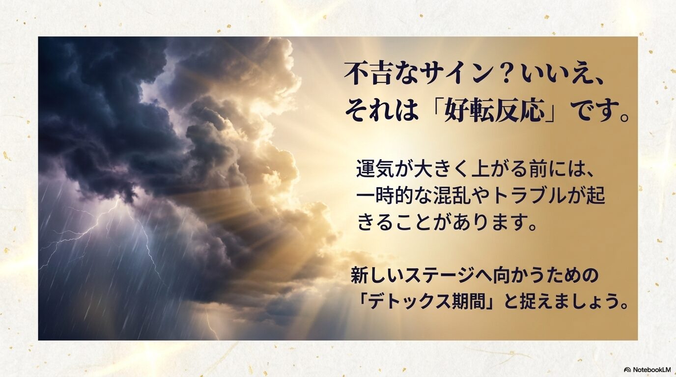 トラブルを「好転反応」や「デトックス期間」として捉え直すためのマインドセット解説