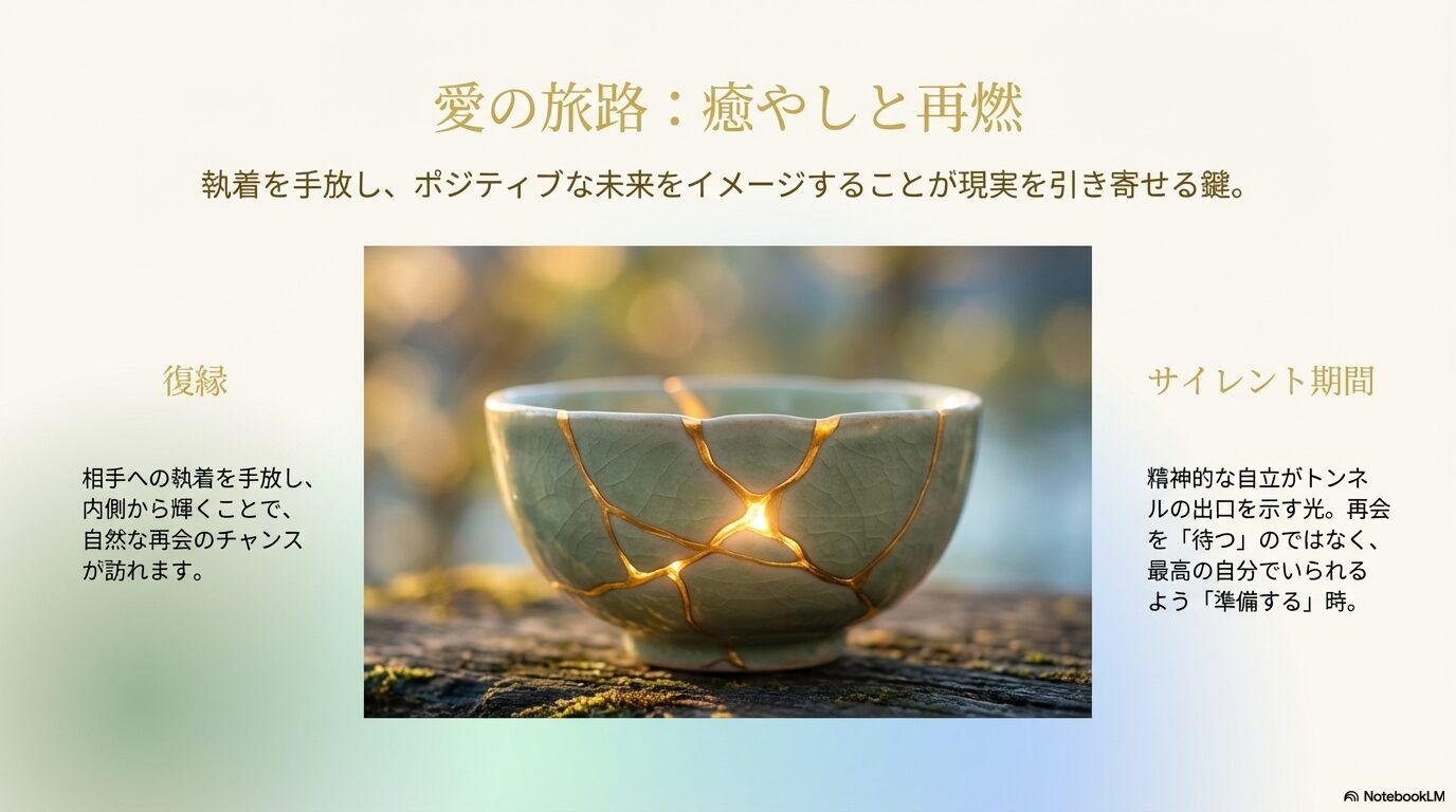 執着を手放し復縁とサイレント期間終了を引き寄せる金継ぎのイメージ