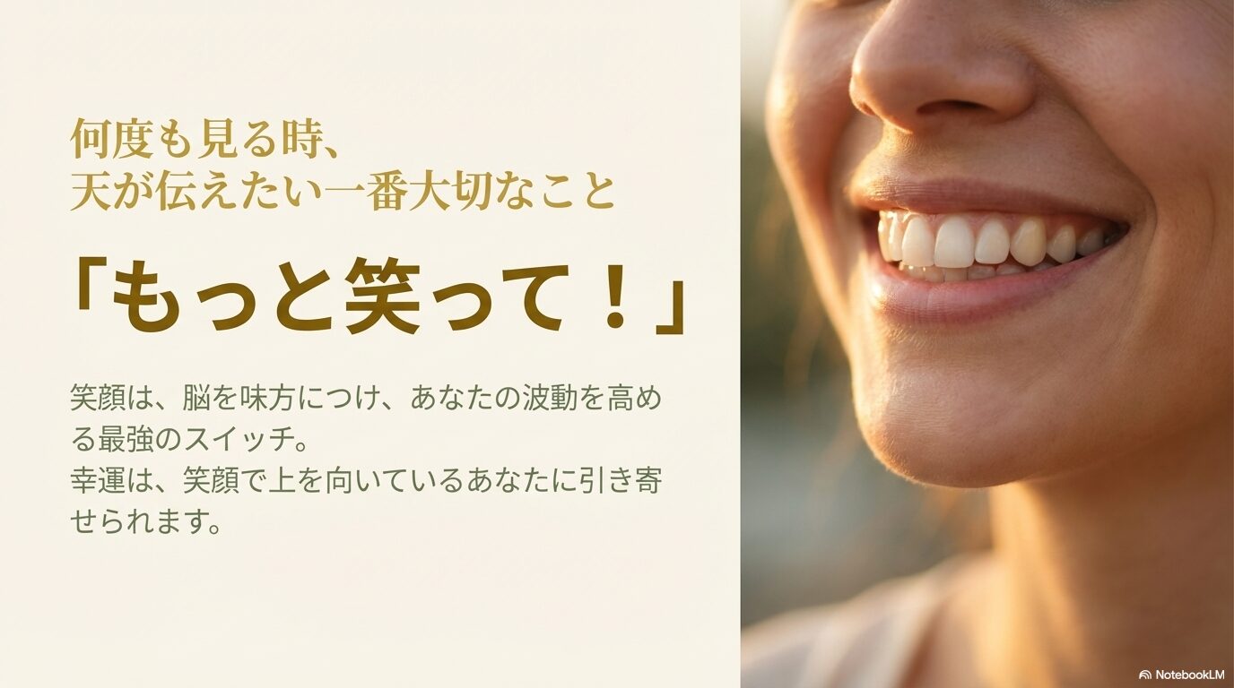 笑顔が波動を高め幸運を引き寄せる最強のスイッチであることを示すスライド