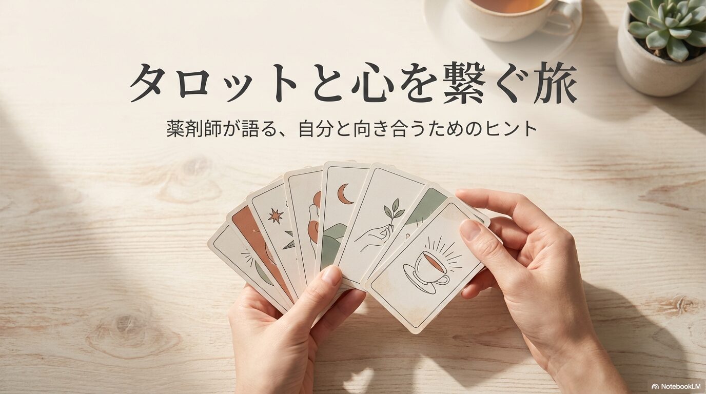 タロットと心を繋ぐ旅：薬剤師が語る自分と向き合うためのヒントというタイトルのスライド表紙