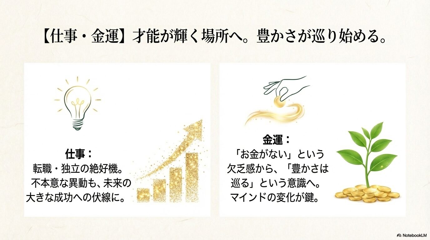 転職や独立の絶好機であることと、欠乏感から豊かさへ意識を変える金運のポイント