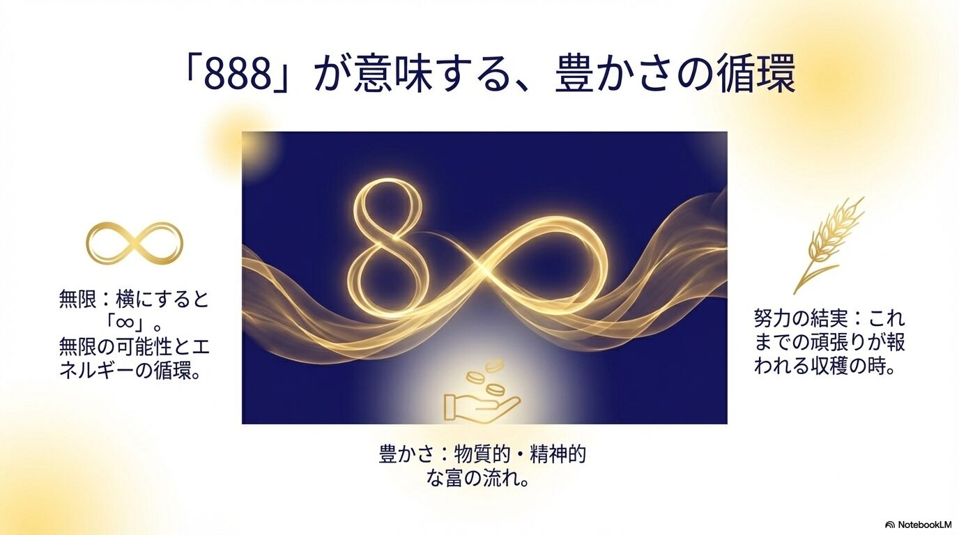 数字の8が描く無限大（インフィニティ）のマークと豊かさの循環を示すイメージ