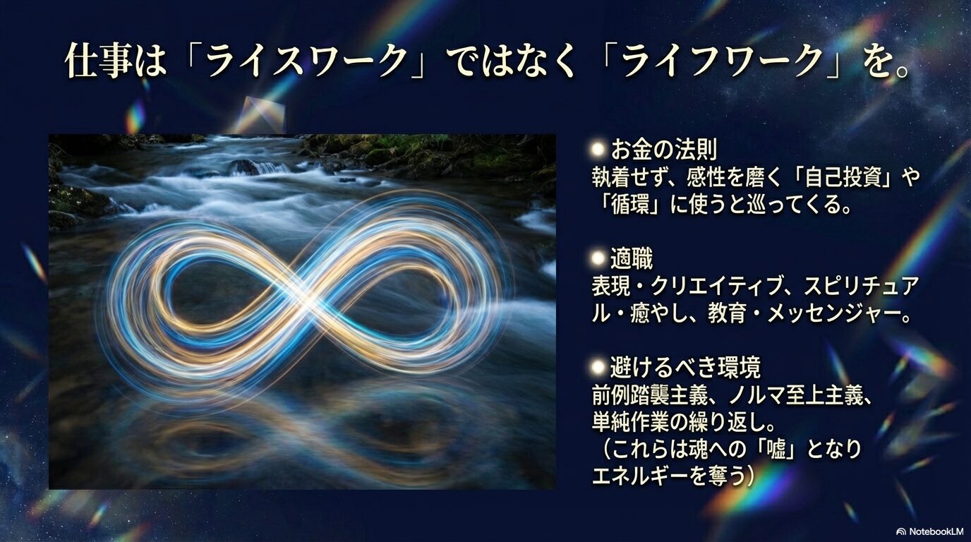 ライスワークではなくライフワークを選ぶ重要性と、お金の循環法則についての解説