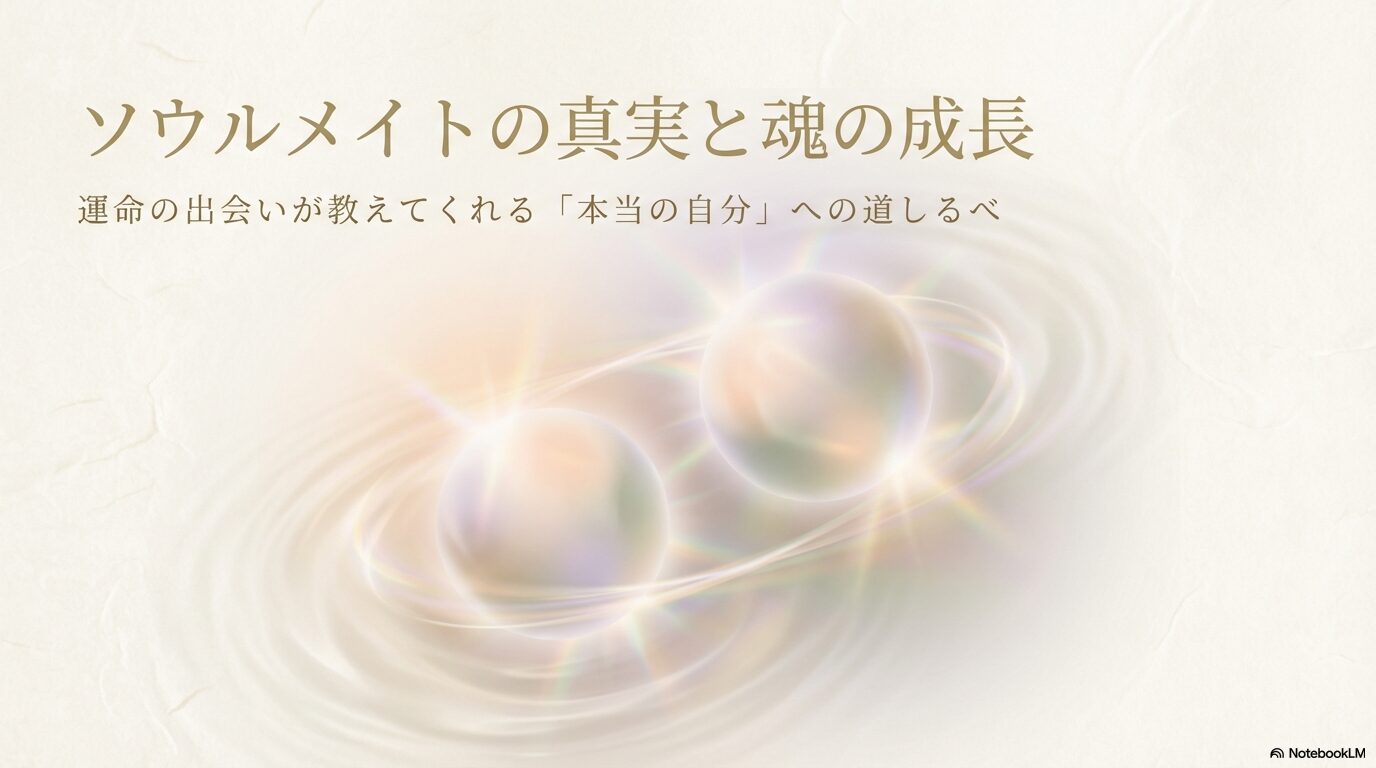 ソウルメイトの真実と魂の成長についてのタイトルスライド
