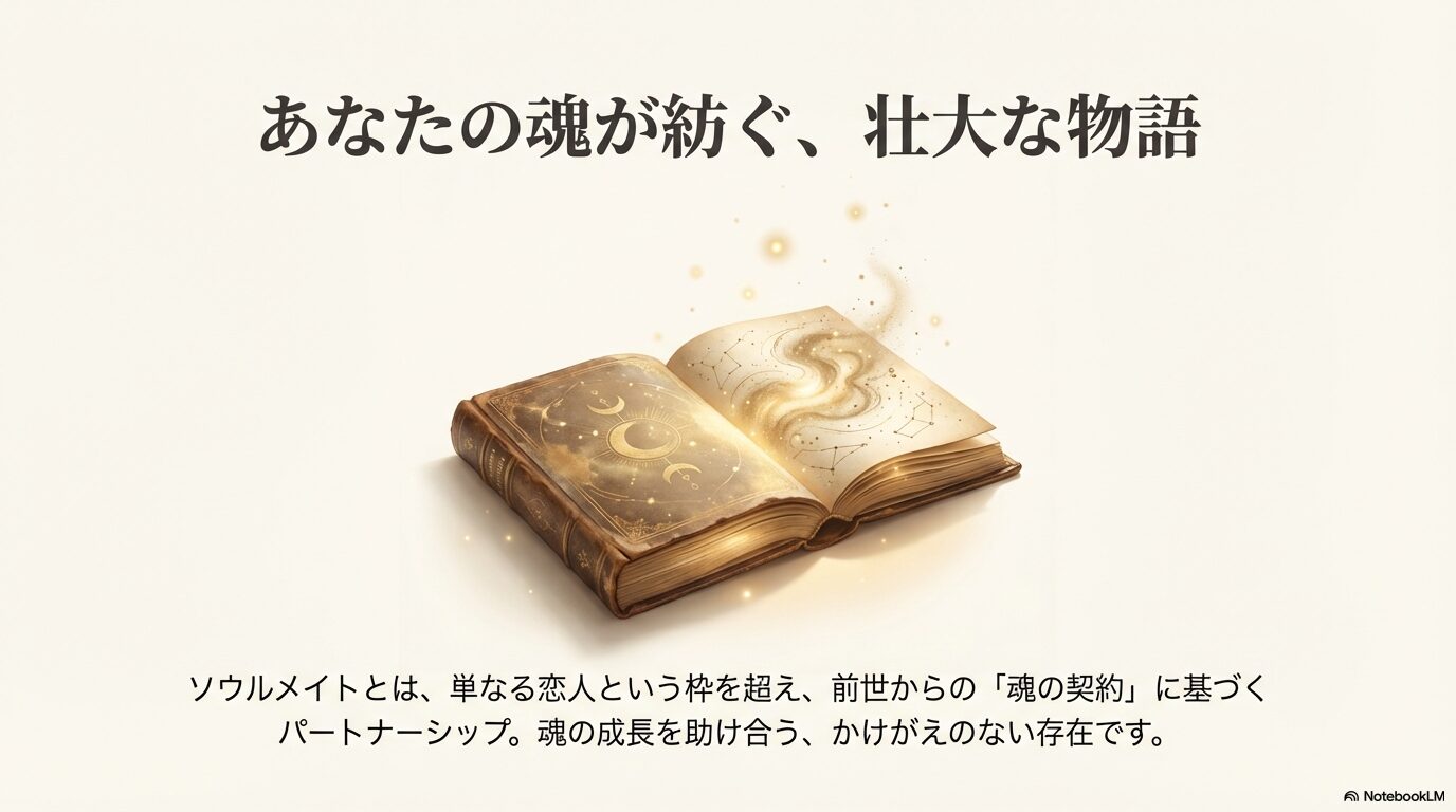 魂の契約に基づくソウルメイトの定義と壮大な物語のイメージ図