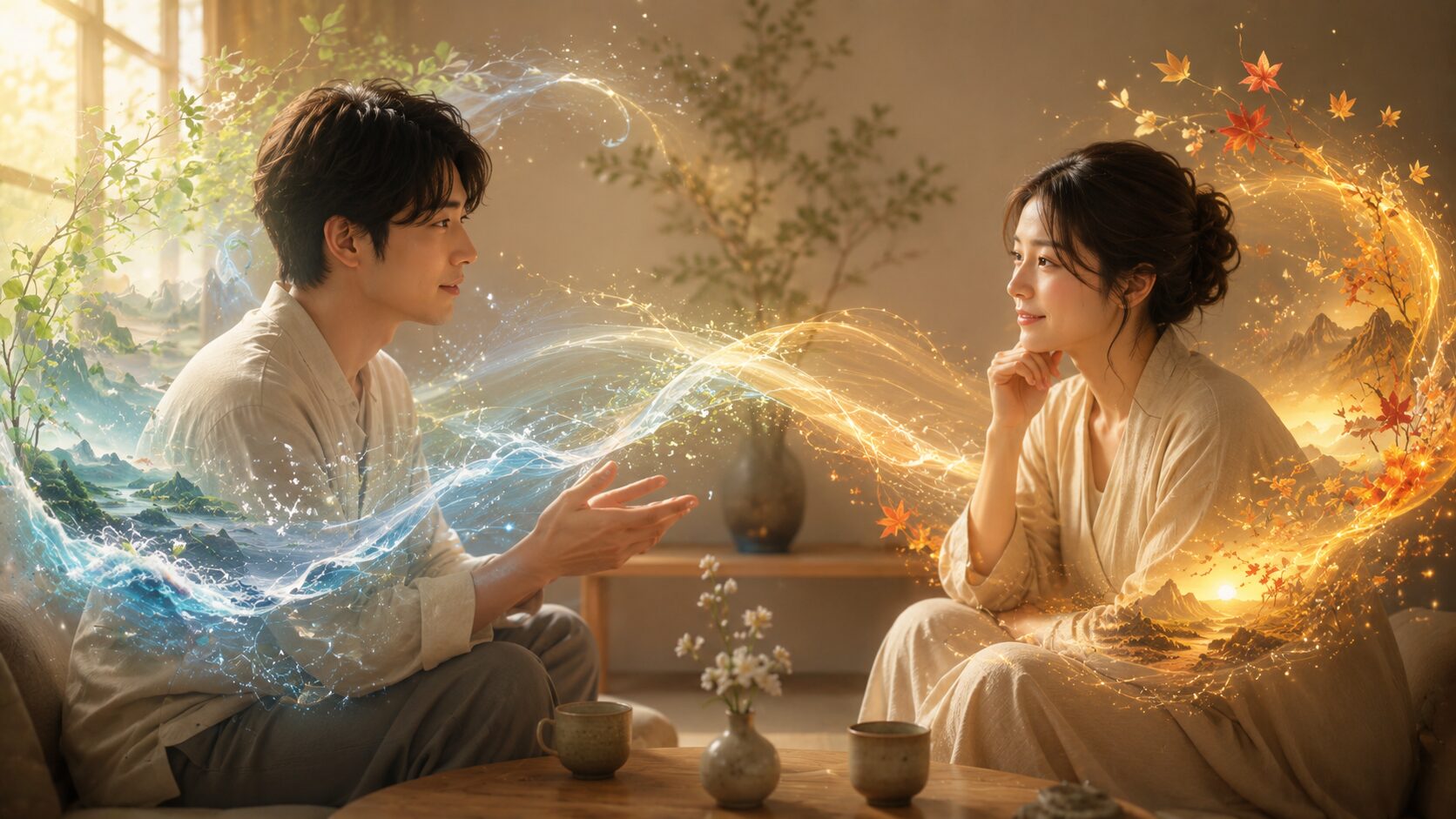 算命学の相性をお互いの違いを理解する会話として表した画像