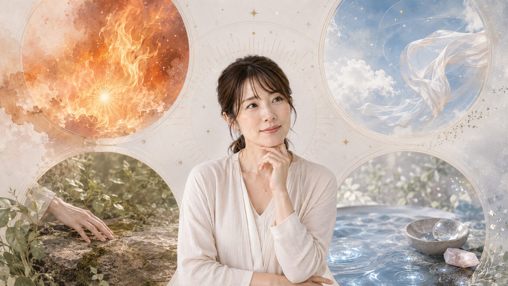 火・風・地・水の四元素を背景に、占星術のエレメントの意味を考える日本人女性