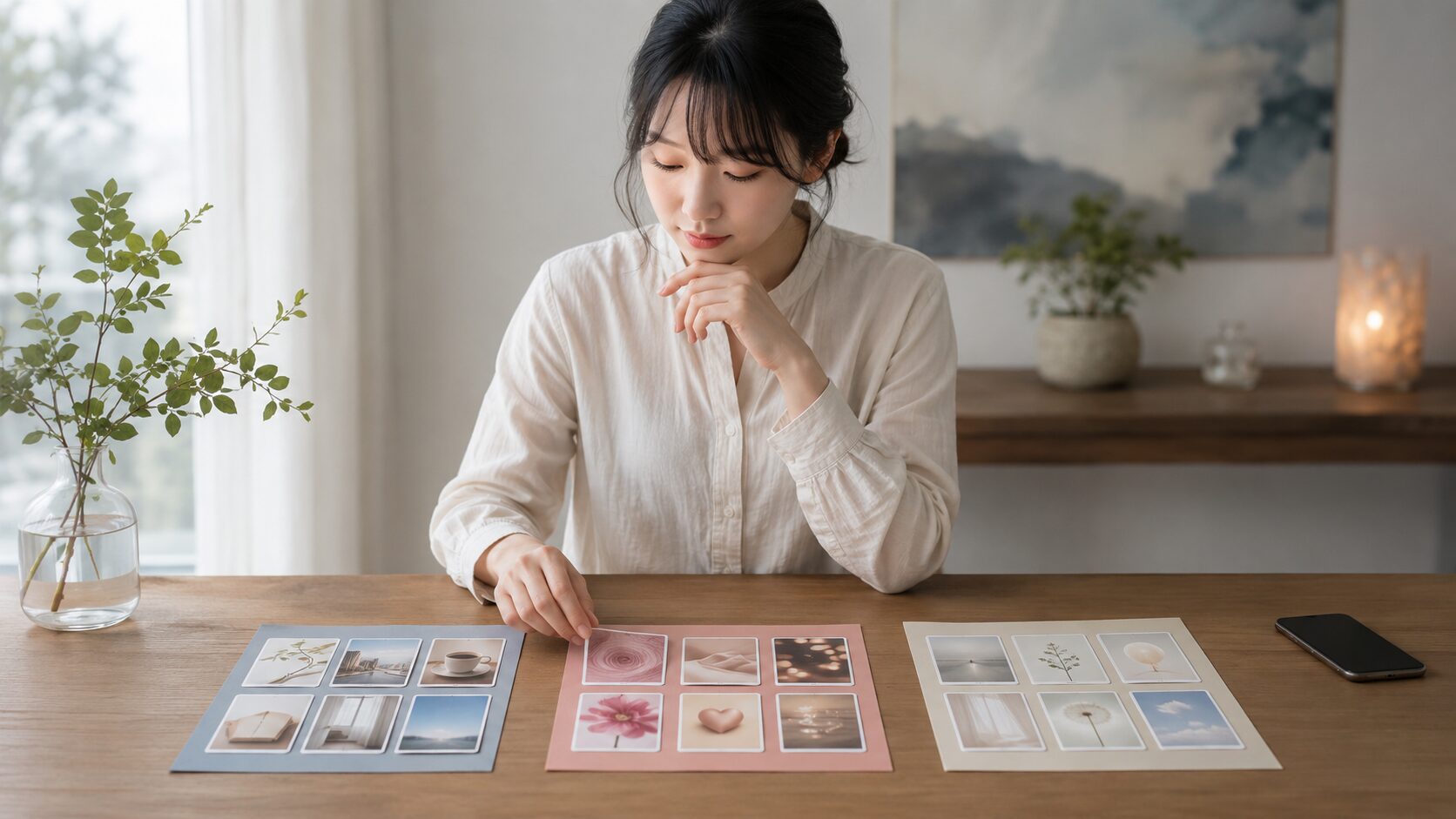 空亡の時期に事実と感情と確認したいことを整理する女性