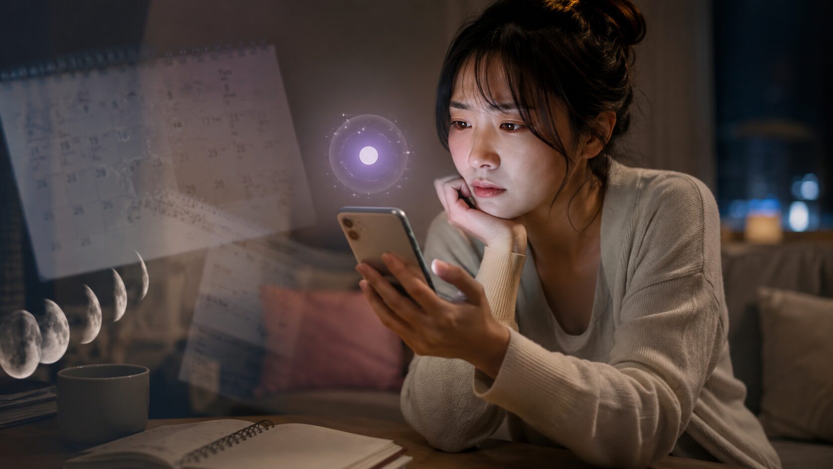 無料の宿曜占星術診断を見ながら個別事情との違いに悩む日本人女性