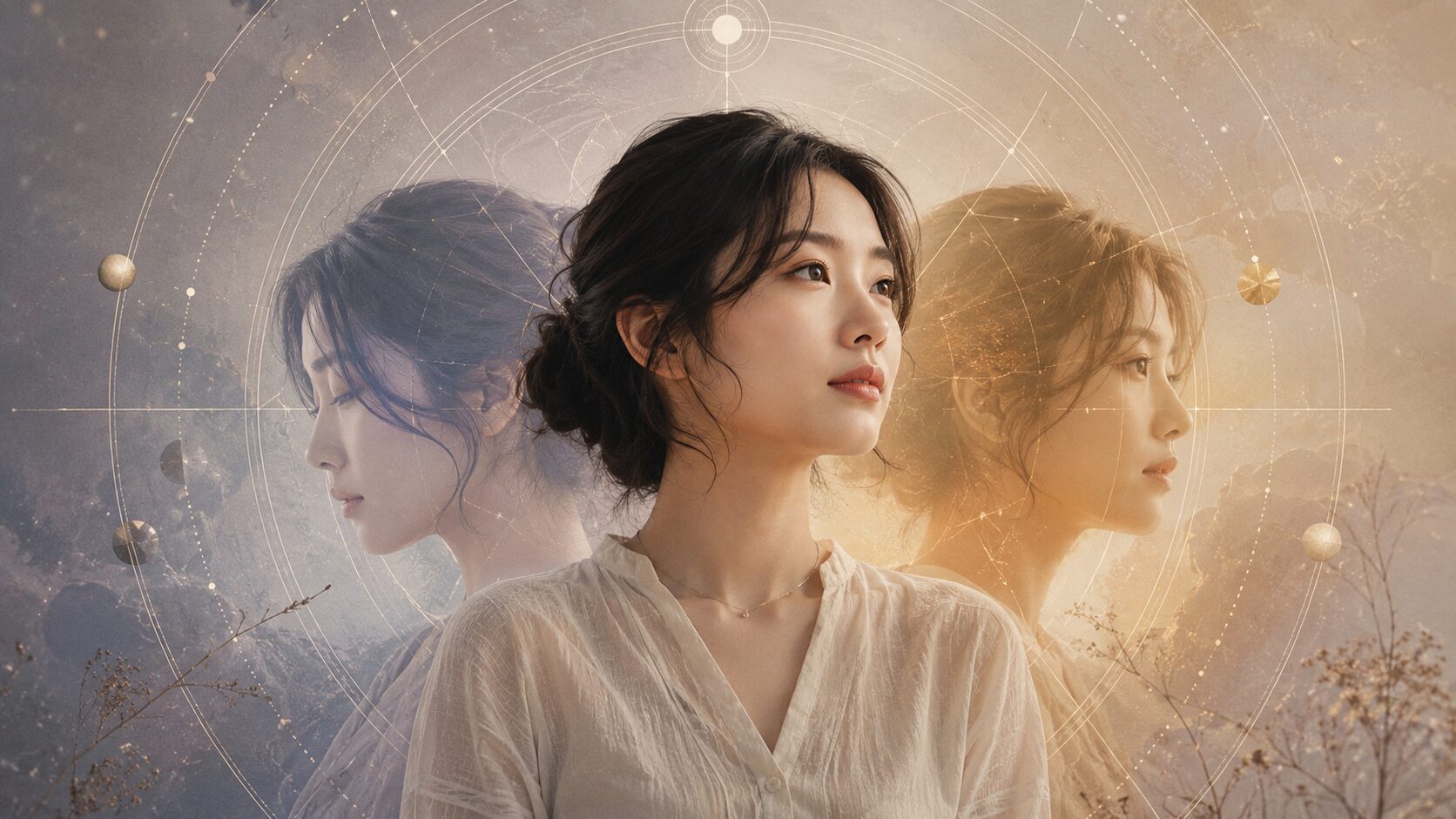 太陽星座や月星座など複数の自分を重ねて読む西洋占星術のイメージ